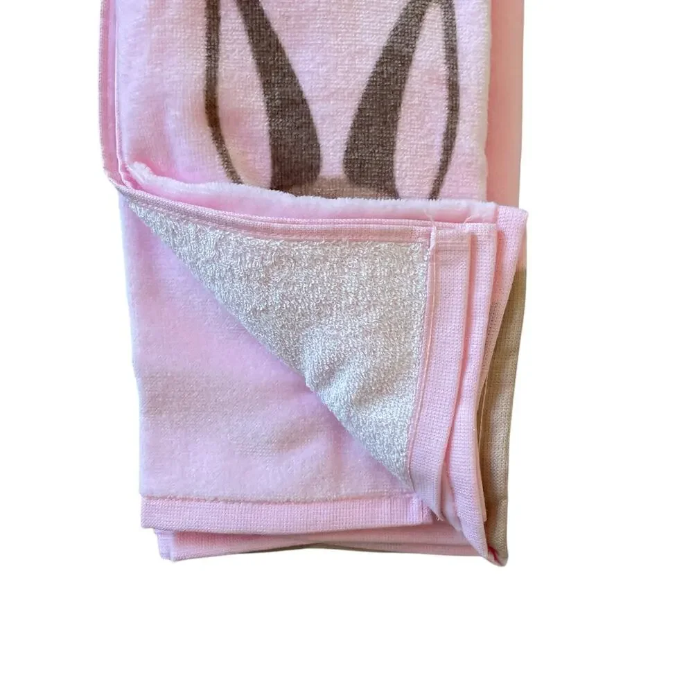 ISAAC MIZRAHI Pink Bunny Rabbit Cotton Kitchen Towels 19x28 Set of 3 Spring New